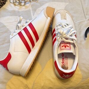 adidas White and Red Retro Low-Top Sneakers